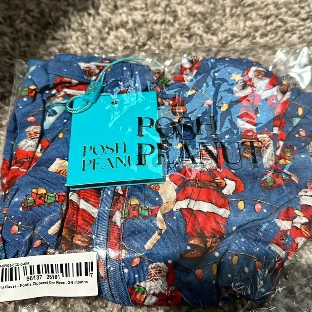 Posh Peanut NWT Santa Clause Footie Zippered One Piece 3-6 months